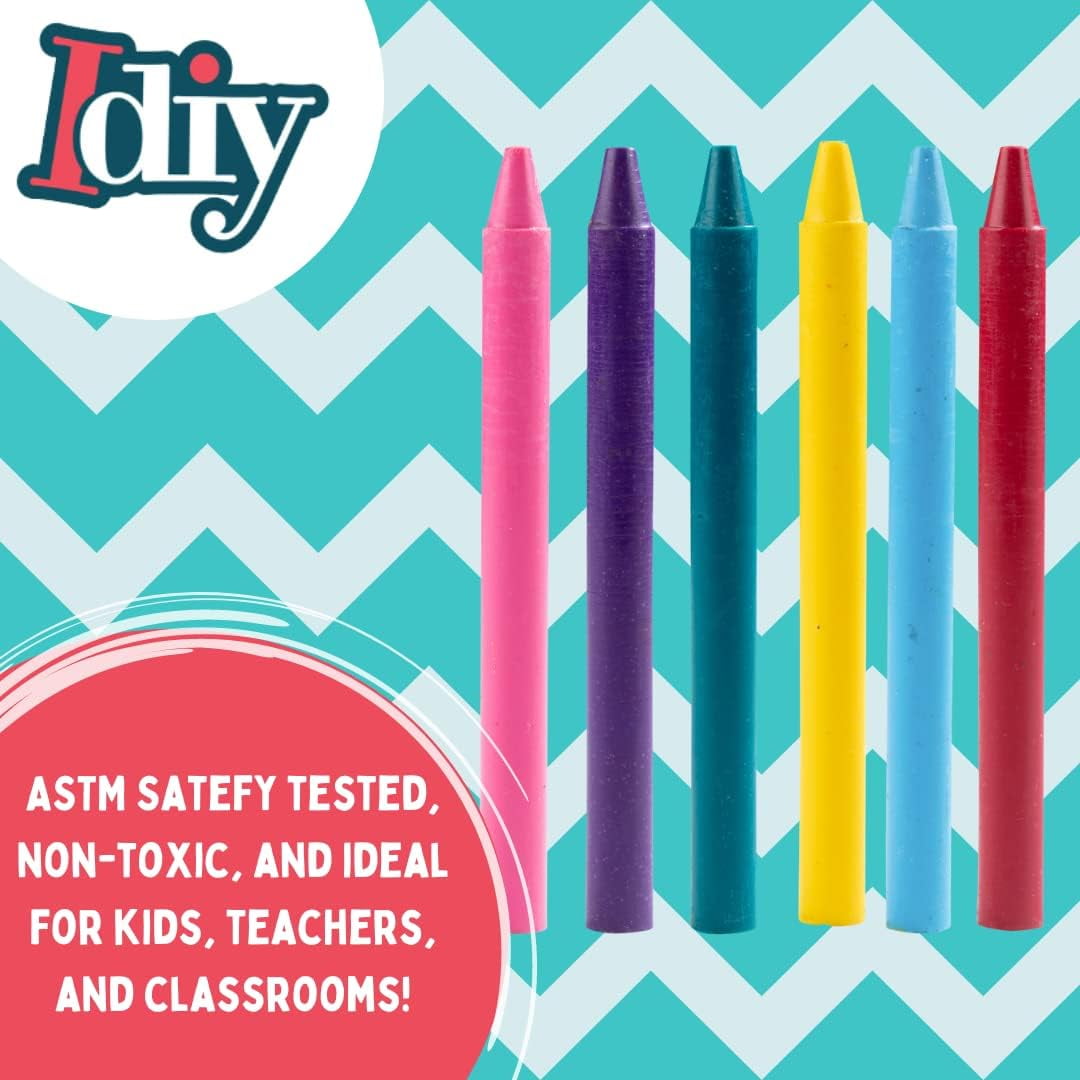 IDIY Unwrapped Bulk Wax Crayons (Pre-sorted 120 ct,12 Colors, 10 Each)-No Paper, ASTM Safety Tested, For Kids, Teachers, Art Classrooms, School Supplies, Melting Drawing Craft Projects,Gift