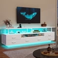thumbnail image 3 of TV Stand for 55 65 70 Inches, Modern TV Console with LED Lights & Power Outlets, Entertainment Center with Storage for Living Room, Open Shelves & 6 PU Fabric Drawers,White, 3 of 10