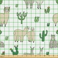thumbnail image 2 of Ambesonne Alpaca Cactus Fabric by the Yard Upholstery, Cacti and Soft Llamas, 2 Yards, Green Beige White, 2 of 5