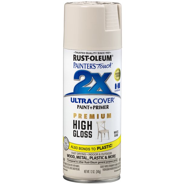 RustOleum Painters Touch Ultra Cover HighGloss White Sand Spray Paint 12 oz.