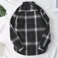 thumbnail image 4 of IYTR Mens Jackets Plush Thick Warm Shirt Jackets with Pocket Button Up Turndown Collar Plaid Long Sleeve Jacket Black XL, 4 of 4