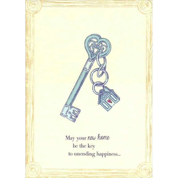 Designer Greetings Blue Vintage Key Chain New Home Congratulations Card