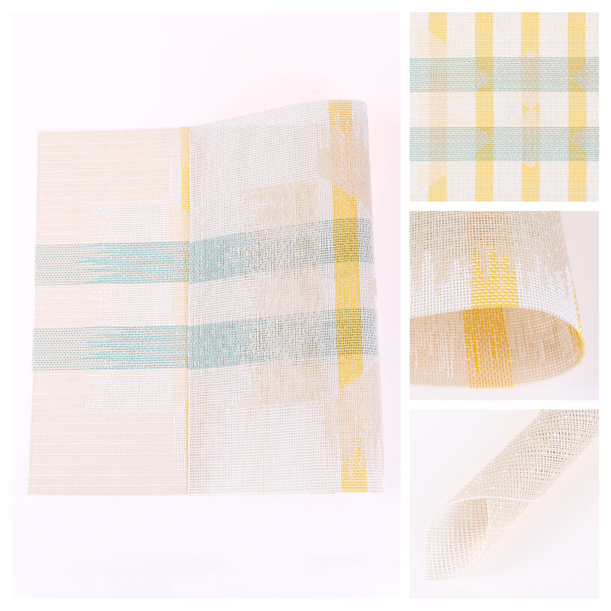 Unique Bargains 6 Packs Print Placemats for Dining Table Decor Yellow
