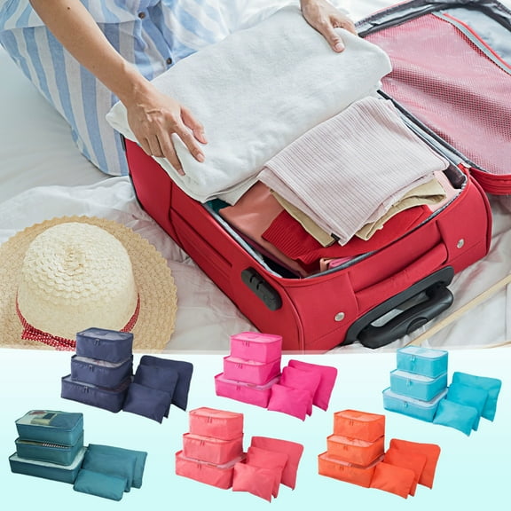 Storage Bag Organizer Set, 6-piece Multifunctional Travel Packing Bags for Clothes and Toiletries, Lightweight Luggage Organizers with Compartments, Topliu