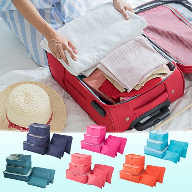 Conjunto de bolsas organizadoras de viaje de 6 piezas | Cubos de empaquetado multifuncionales | Bolsas de almacenamiento ligeras y duraderas | Organizadores de maletas versátiles y eficientes
