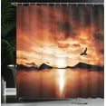 thumbnail image 4 of Ambesonne Bird Shower Curtain, Sunset SeMountain Wings, 69"Wx84"L, Brown Yellow, 4 of 5