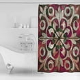 thumbnail image 4 of Pink Green Boho Shower Curtains for Bathroom Waterproof Fabric Bath Curtains Decor Bath Tub Curtain Vintage Flowers Impressionist Art Decorative Shower Curtain Sets with 12 Hooks, 72x72 Inch, 4 of 6