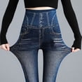thumbnail image 5 of LINGLANG Lined Leggings Women Tights Velvet Encrusted Elastic Waist High Elastic Tight Fitting Imitation Denim Pocket High Waist Thick Thermal Winter Warm Workout Yoga Pants, 5 of 6