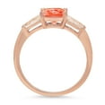 thumbnail image 2 of 1.62 ct Square Emerald Cut Simulated Red Diamond 3 Stone 14K Rose Gold Womens Engagement Ring, 2 of 4