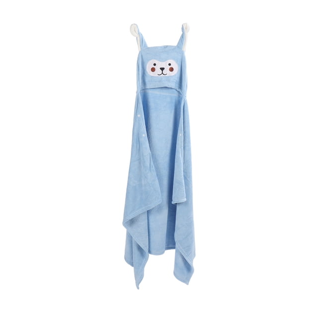 Toalla de baño con capucha para bebé, absorbente de agua, forro polar coral, suave, con dibujos animados, color azul