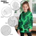 thumbnail image 6 of Psesaysky Green Lightning Print Girls Los Angeles Oversized Sweatshirts with Kangaroo Pocket Long Sleeve Hoodie Dress Casual Loose Pullover Tops for 7-8 Years, 6 of 7