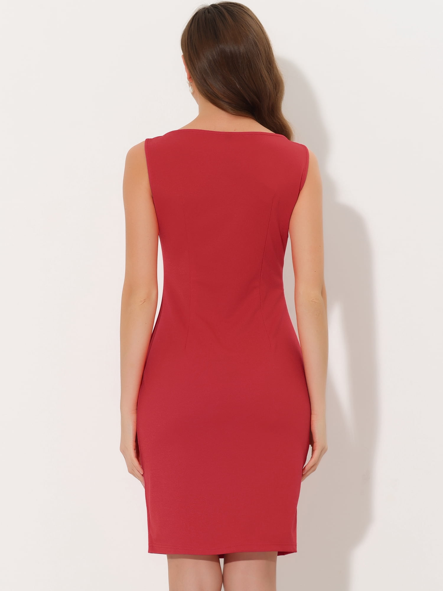 DARING DIVA Sleeveless Sheath Dress Boat Neck Casual Office Dresses XS Red