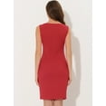 thumbnail image 3 of DARING DIVA Sleeveless Sheath Dress Boat Neck Casual Office Dresses L Red, 3 of 6