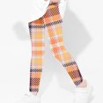 thumbnail image 3 of Toddler Girl Leggings Plaid Criss Cross Trendy Stretch Comfortable Cotton Pants Lightweight Skinny Kids Fall Outfits, Orange, 7 Years, 3 of 6