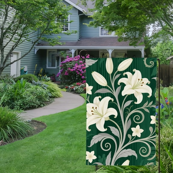 Spring Summer Garden Flag Double Sided Sage Green Flower Welcome Yard House Outside Outdoor Decoration,12*18 inch