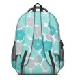 thumbnail image 3 of Geometric Flower and Dahlia Blue Backpack for School, Cute School Bag with Adjustable Shoulder Straps and Padded Back, 16.9"x12.6"x5.9", 3 of 5