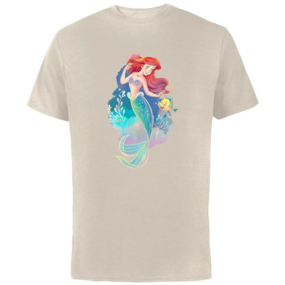 Disney Princess Ariel and Flounder Under the Sea - Short Sleeve Cotton T-Shirt for Adults - Customized-Natural