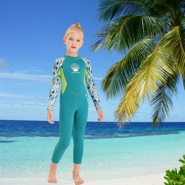 Kids Wetsuit 2.5mm Neoprene Nylon Thermal Swimsuit, Full Body Surf Suit for  Girls Boys and , Wet Suit Swimming - Green S 