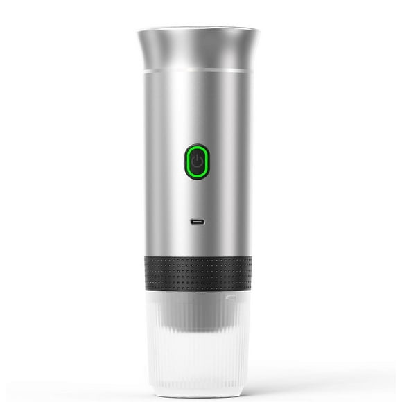 (Metallic Silver)3 in 1Portable Machine, Mini Coffee Maker for Travel, Self Heating Car Coffee Maker with USB C, Small Espresso Machine with Ground Coffee