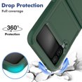 thumbnail image 3 of ELEHOLD for Samsung Galaxy Z Flip 4 Rugged Case, Armor Hard PC Soft TPU Hybrid Anti-Drop Camera Lens Protection Shockproof Glossy Non-Slip Slim Fit Case for Z Flip4 6.7 inch,Darkgreen, 3 of 5