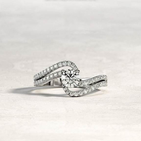 Cloud Jewel 1.2 Ct Round Cut Diamond Ring - 14K White Gold Plated Split Shank Ring - Simple Diamond Design Rings - Wedding Anniversary Ring for Her - Timeless Keepsake for Special Occasions