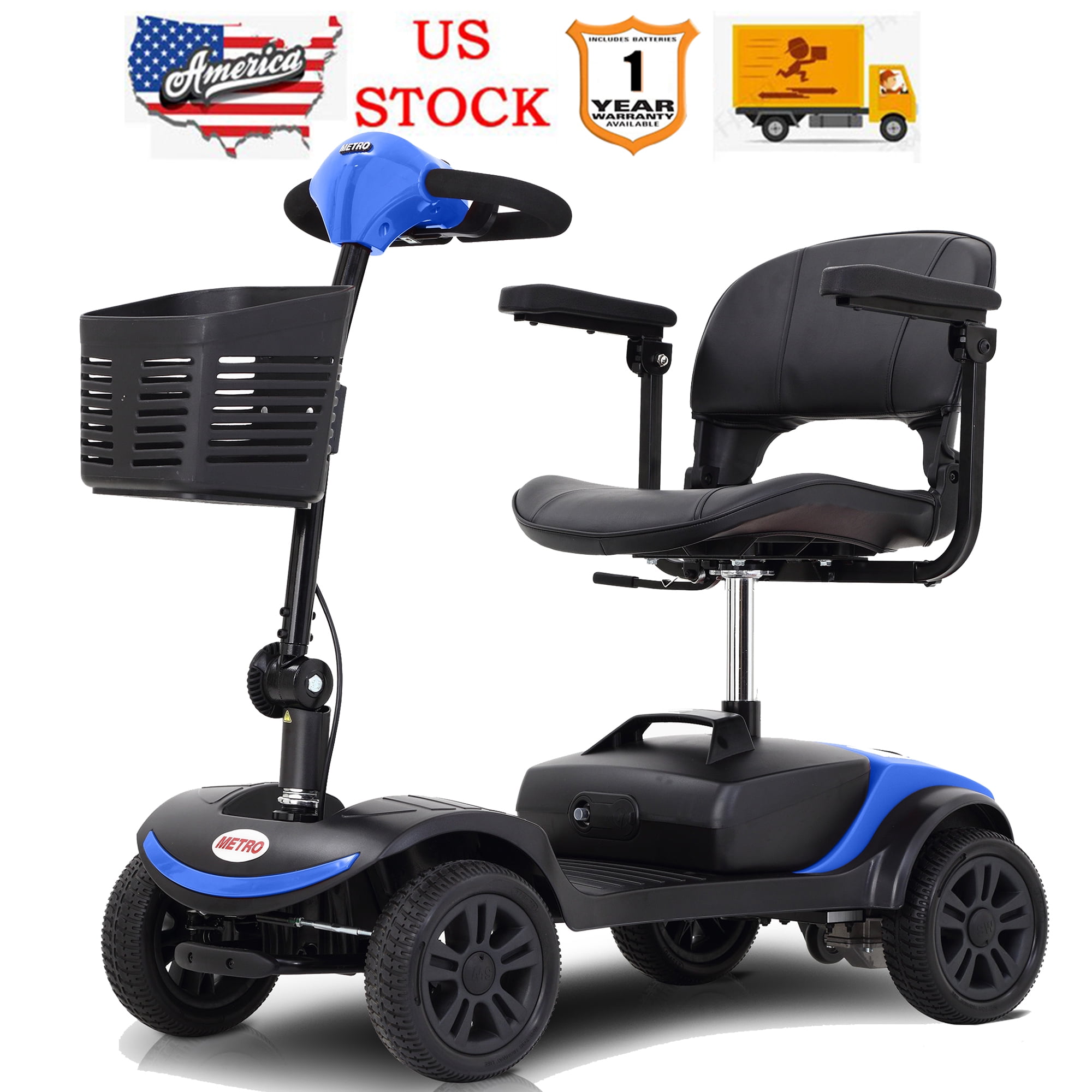 4 Wheel Mobility Scooter, Heavy Duty Electric Motorized Scooters Seniors, Long Travel Lightweight Compact Scooter with 360° Swivel Seat, Outdoor Power With Anti-Tip Tires, SS553 - Walmart.com