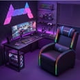 thumbnail image 2 of Furmax Racing Style Recliner Gaming Chair with Massage Lumbar Support and RGB Lighting, Blue, 2 of 10