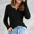thumbnail image 6 of Thermal Shirts for Women V Neck Tight Long Sleeve T Shirts Button Stretch Basic Tops Fall Winter Underwear Tee Black L, 6 of 6