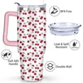 thumbnail image 3 of 40oz Red Cherry Fruit Pattern Stainless Steel Flip Straw Tumbler Spill Proof Travel Cup Double Wall Vacuum Insulated Coffee Mug with Top Handle, 3 of 6