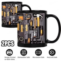 Funny Mechanic Toolbox Ceramic Mug - 11oz Double-Sided Design Cup, Ideal Anniversary Thanksgiving Gift for Mechanics,2PCS