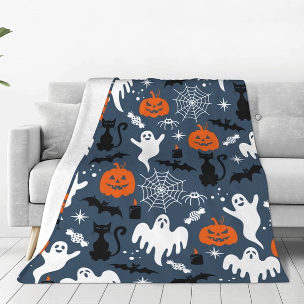 Balery Halloween Manta de Felpa Suave y Acogedora – Cobija de Franela Aterciopelada para Cama, Lavable y Cálida para Sofá, Mascotas, Transpirable-80"x60"