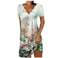 thumbnail image 1 of Robe à Manches Courtes pour Femmes Mode Décontractée Col en V Imprimé Ample Élastique Robe Courte Robe Décontractée pour Femmes, 1 of 5