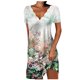 thumbnail image 1 of Falda de vestido de manga corta elástica suelta estampada con cuello en V informal de moda para mujer Pompotops  qwe13923, 1 of 5