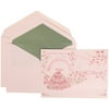 JAM Paper Wedding Invitation Set, Large, 5 1/2 x 7 3/4, Colorful Princess Set, Pink Card with Sage Green Lined Envelope, 100/pack