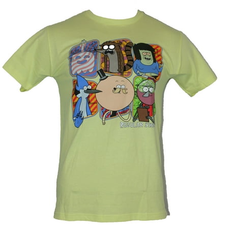 Regular Show Mens T-Shirt - Main Cast Characters in Boxes Image