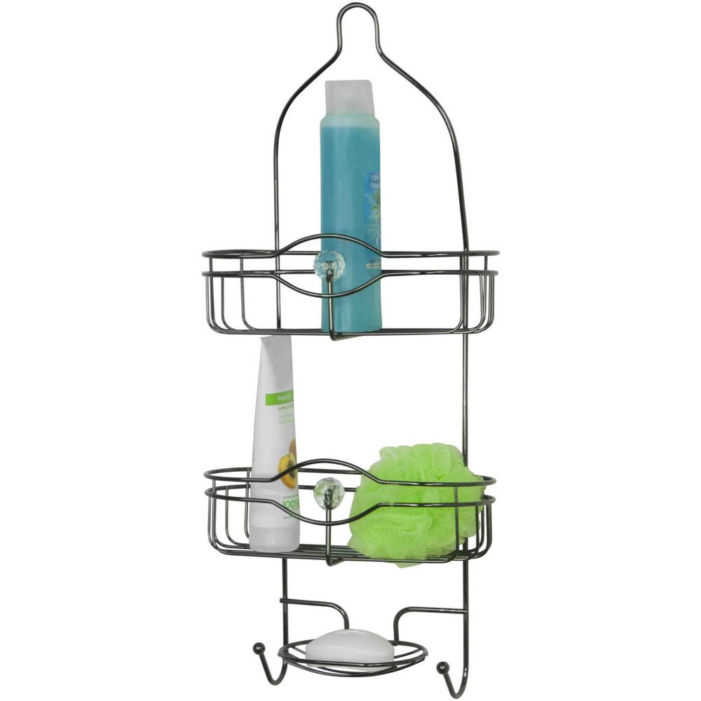 Home Basics Black Onyx Shower Caddy with Crystals