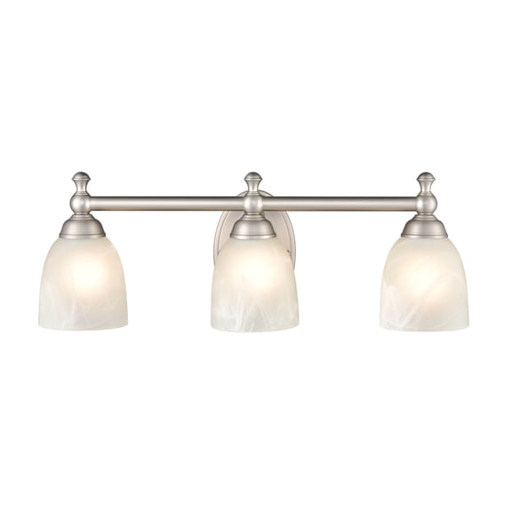 Millennium Lighting 3 Light Metal Vanity Fixture in Satin Nickel with Faux Alabaster Glass Shades