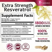 Resveratrol Supplement - 1800mg Per Serving Extra Strength Resveratrol Blend - Antioxidant Blend for Healthy Aging, Heart Health, Cellular Energy & Immune Support - Bottled in USA - 60 Capsules