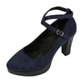 thumbnail image 2 of Women's Buckled Mary Jane Shoes Chunky Heel Dress Pumps Closed Toe Party Wedding Dress Shoes Casual Solid Color Pointed Toe Shoes, 2 of 9