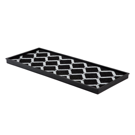 Natural & Recycled Rubber Boot Tray with Black & Ivory Diamond Coir Insert