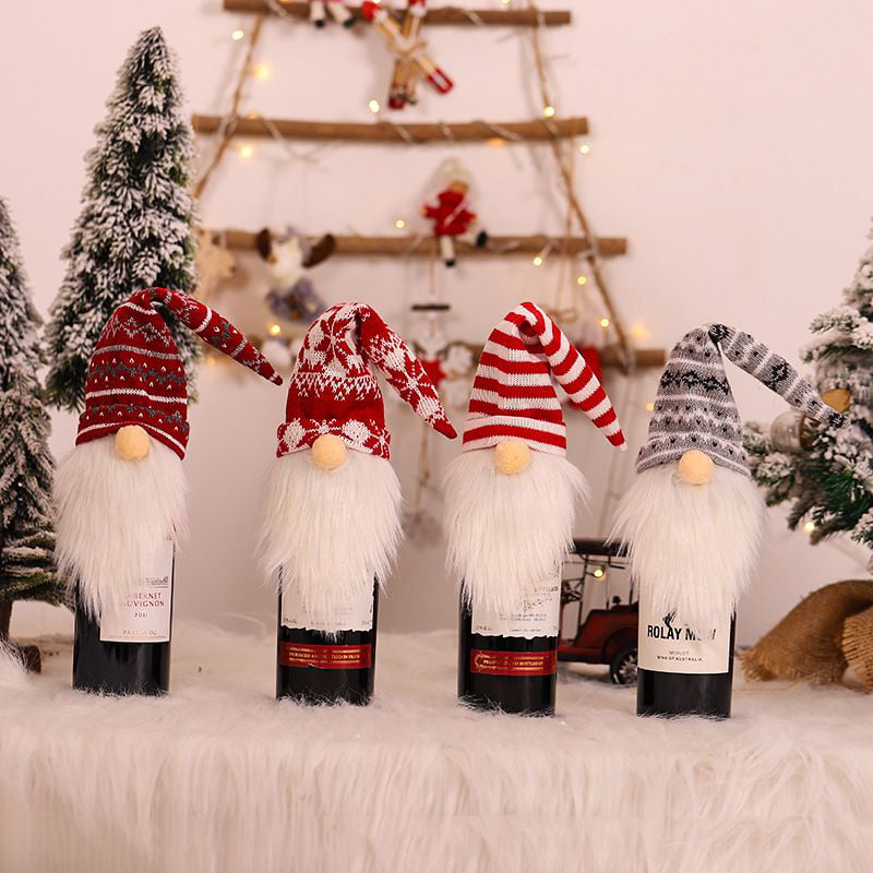 Reusable Bottle Cover Creative Exquisite and Cute Wine Bottle Covers 3PC for Home Christmas Decorations Faceless Doll Wine Bottle Covers Christmas Champagne Bottle Cover 
