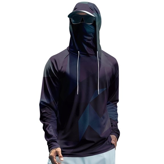 sususu Men's Rash Guard Shirts Hooded Quick Dry Jacket Long Sleeve Running Athletic Outdoor Navy XL