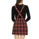 thumbnail image 3 of Vestido casual con tirantes ajustables de estampado a cuadros para mujer Inspire Chic M Rojo, 3 of 6