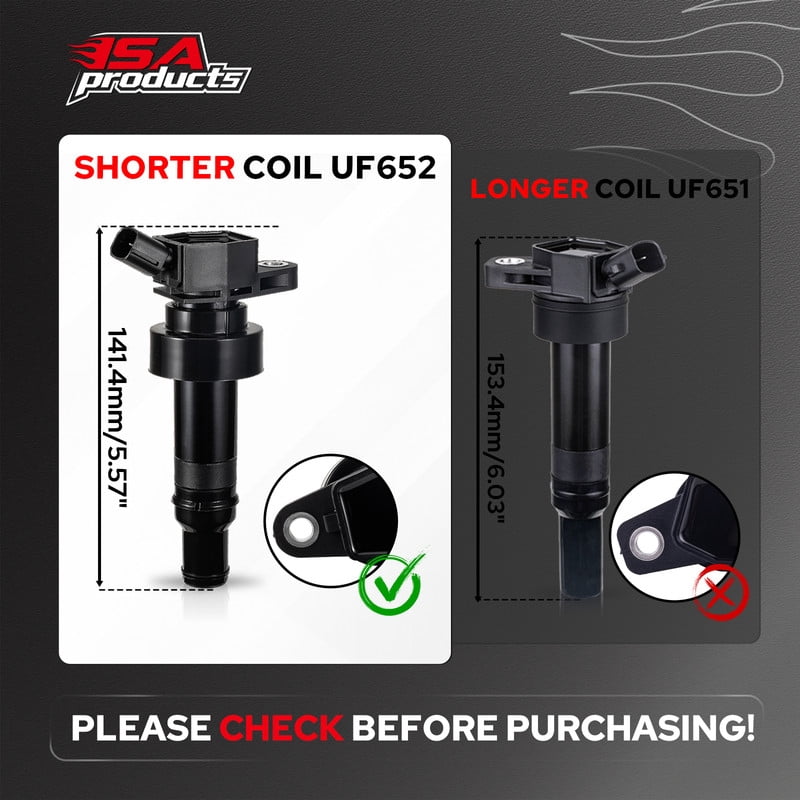 Set of 4 ISA Ignition Coils Compatible with 2012-2017 Hyundai Veloster 2012-2020 Accent 2012-2019 Kia Rio Soul l4 1.6L Replacement for UF652 C1803