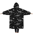 thumbnail image 2 of Oversized Wearable Blanket Hoodie,Black Cartoon Dinosaurs Fossils Pattern Sherpa Blanket Hoodie with Super Pockets,Super Warm Fuzzy Pullover for Women & Men, 2 of 6