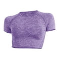 thumbnail image 5 of DuoJiaJ Women's Solid Color Sports Yoga Clothing Dot Short Sleeve Top High Elastic Tight Fitness Clothing Running Fast Dry Sportswear Women’s Summer Tops Purple, 5 of 5