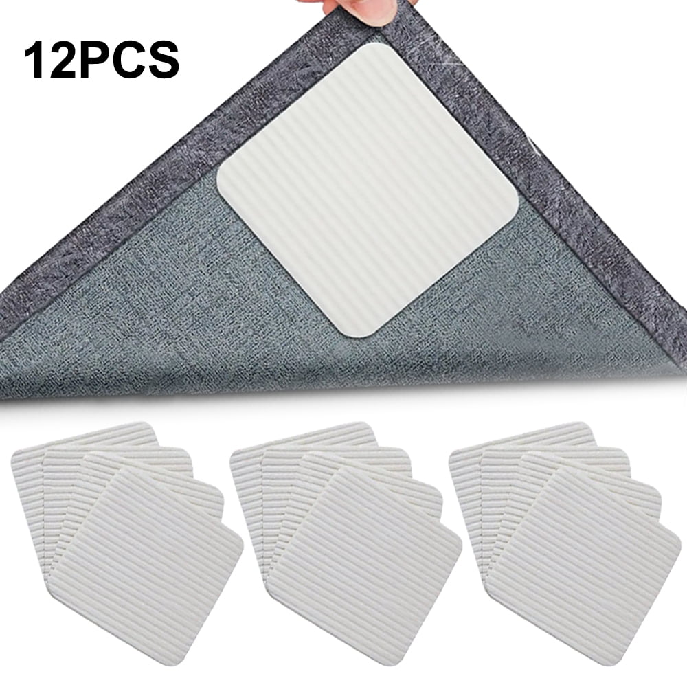 Non Slip Rug Pads Grippers, 12 PCS Anti Curling Carpet Tape, Rug Pad