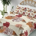 thumbnail image 5 of Ambesonne Modern Fitted & Top Sheet Set with Shams, Big Flowers Butterflies Art, Cream Orange, 5 of 8
