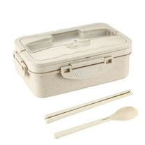 YIKA Tupperware Container Lunch Box Can Be Heated Household Students Sealed Lunch Box Cutlery Spoon Preservation Box Kitchen Storage Beige