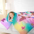 thumbnail image 3 of Castle Fairy Whimsical Princess Black Girl King Bedding 7pcs,Colorful Rainbow Butterfly Print King Bed in a Bag,Teal Pink Yellow,Pink Reversible, 3 of 7